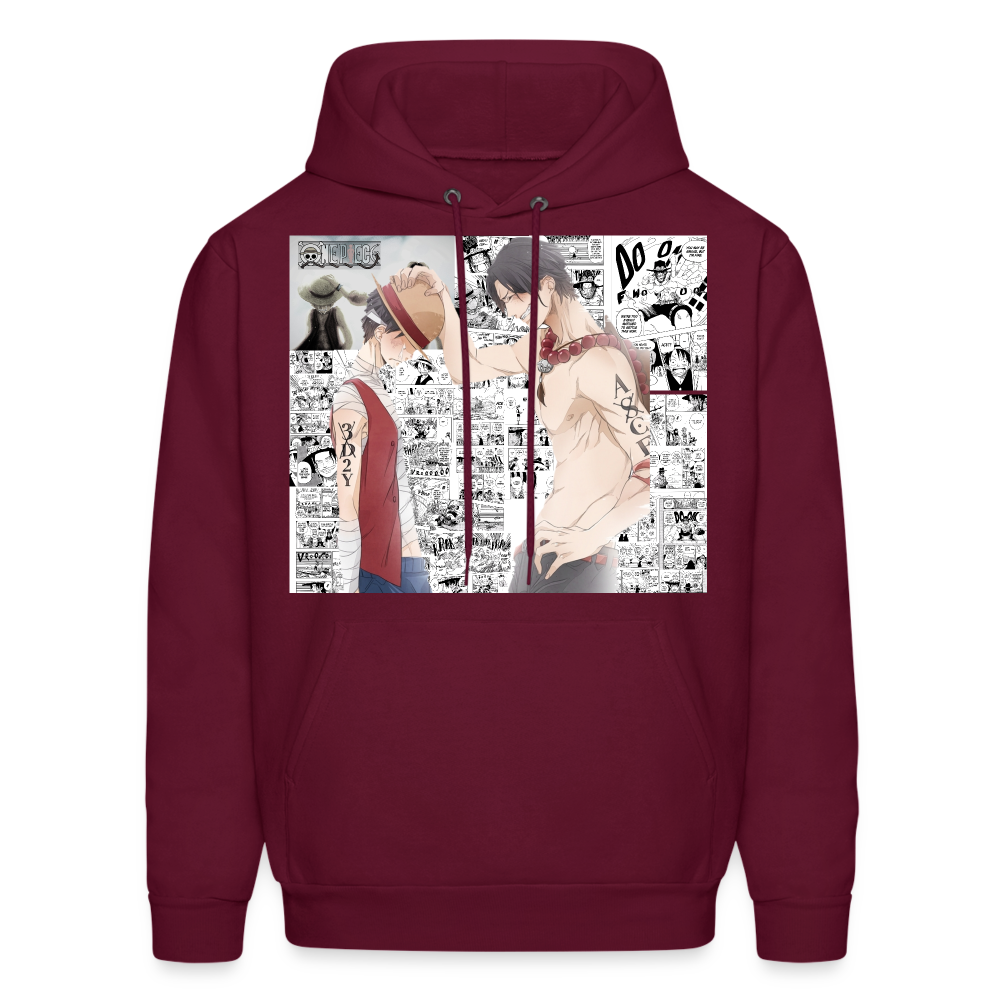 One Piece Brothers-Luffy&Ace Anime Hoodie - burgundy