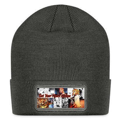 Patch Beanie- Demon Slayer Kyojuro - charcoal grey