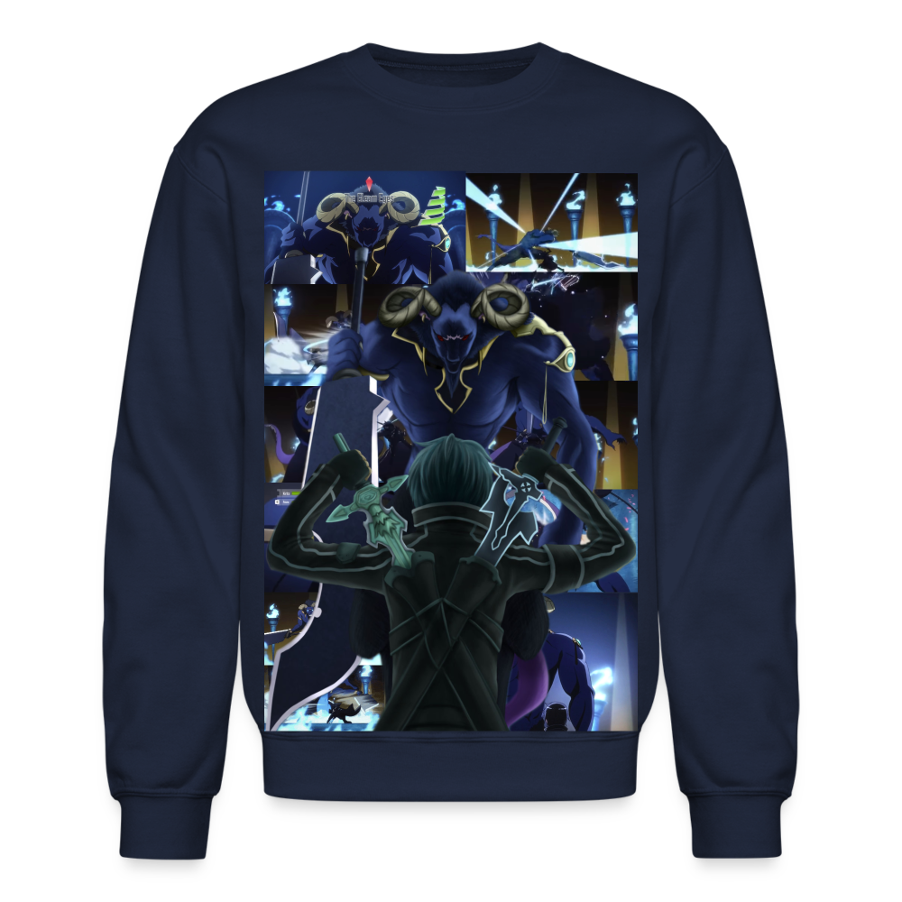 Sword Art Online Kirito vs The Gleam Eyes-Crewneck Sweatshirt - navy