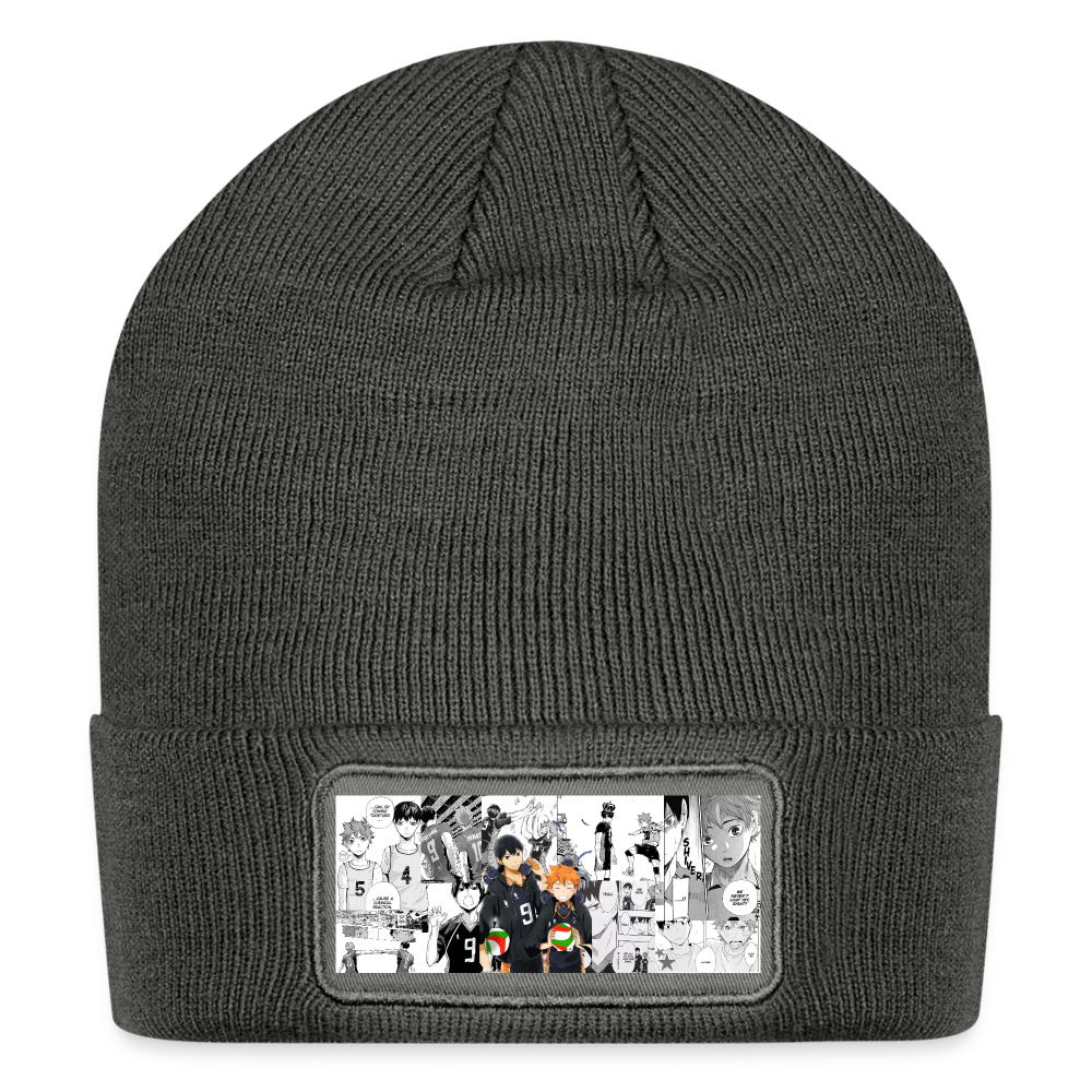 Patch Beanie-Hinata and Kageyama - charcoal grey